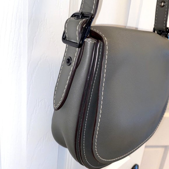 Genuine Coach Crossbody Saddle Bag No SD-20115 Gray Glove Tanned leather - Picture 4 of 12